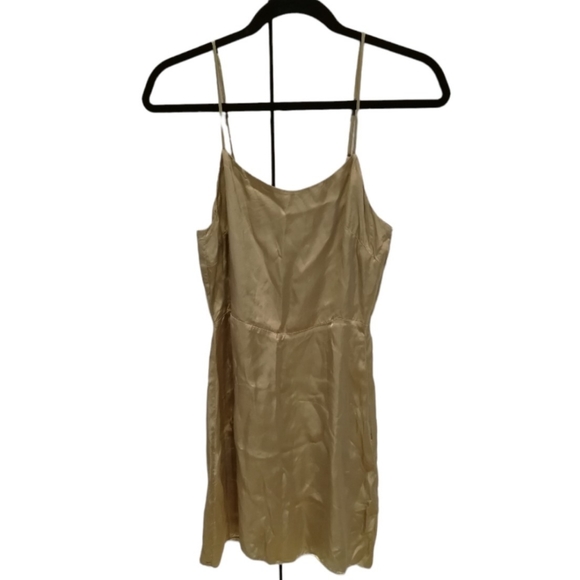 WILFRED Isabelle Dress Olive Beige Mini Silky Cupro Size 2 Aritzia - Picture 1 of 14